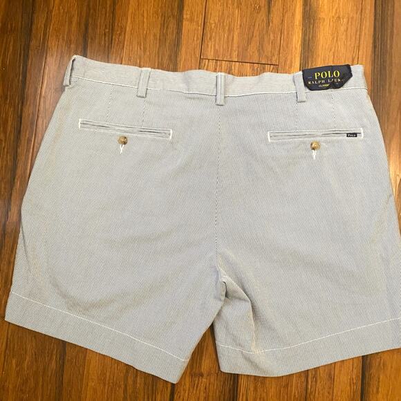 Polo Ralph Lauren Blue & White Seersucker Stretch‎ Classic Fit Shorts Men's NWT - Picture 4 of 9